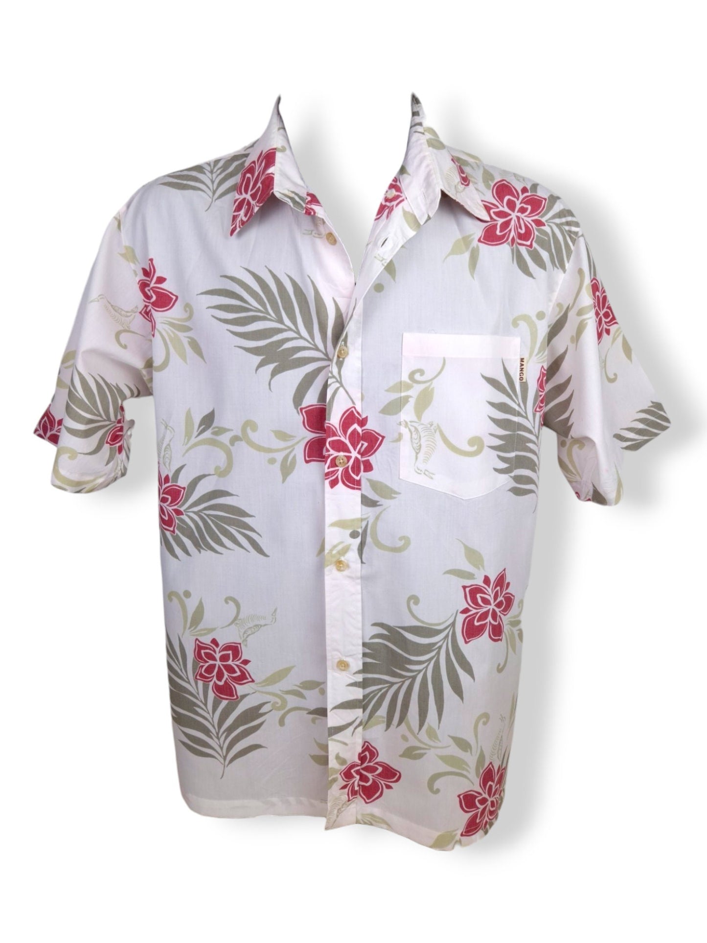 Chemise hawaïenne vintage Mango – Taille L – 100% coton – Motifs floraux
