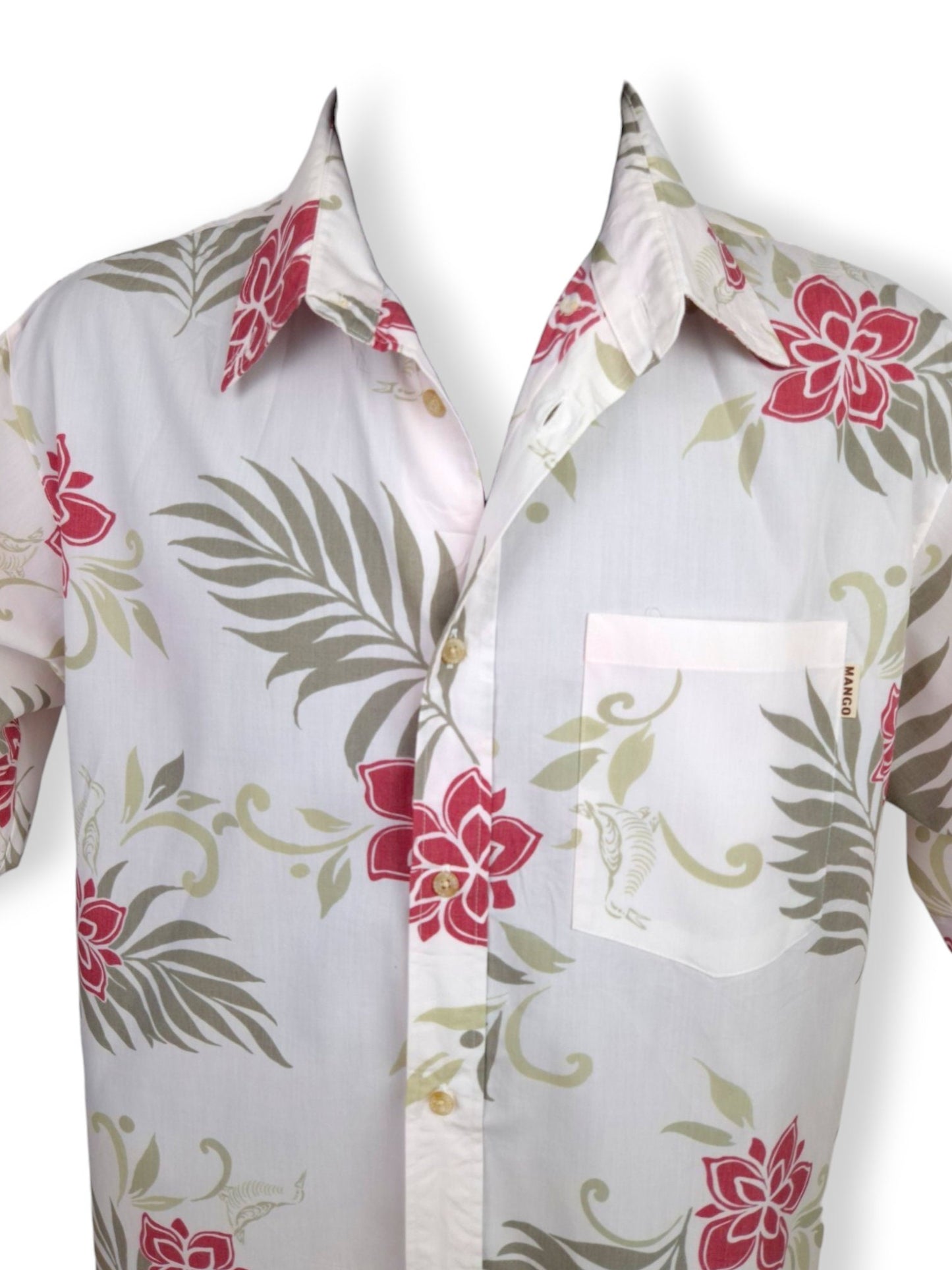 Chemise hawaïenne vintage Mango – Taille L – 100% coton – Motifs floraux