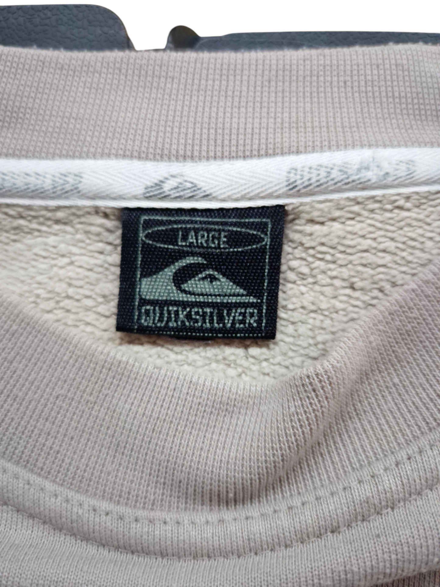 Sweat vintage Quiksilver gris clair – Taille L – Style années 90