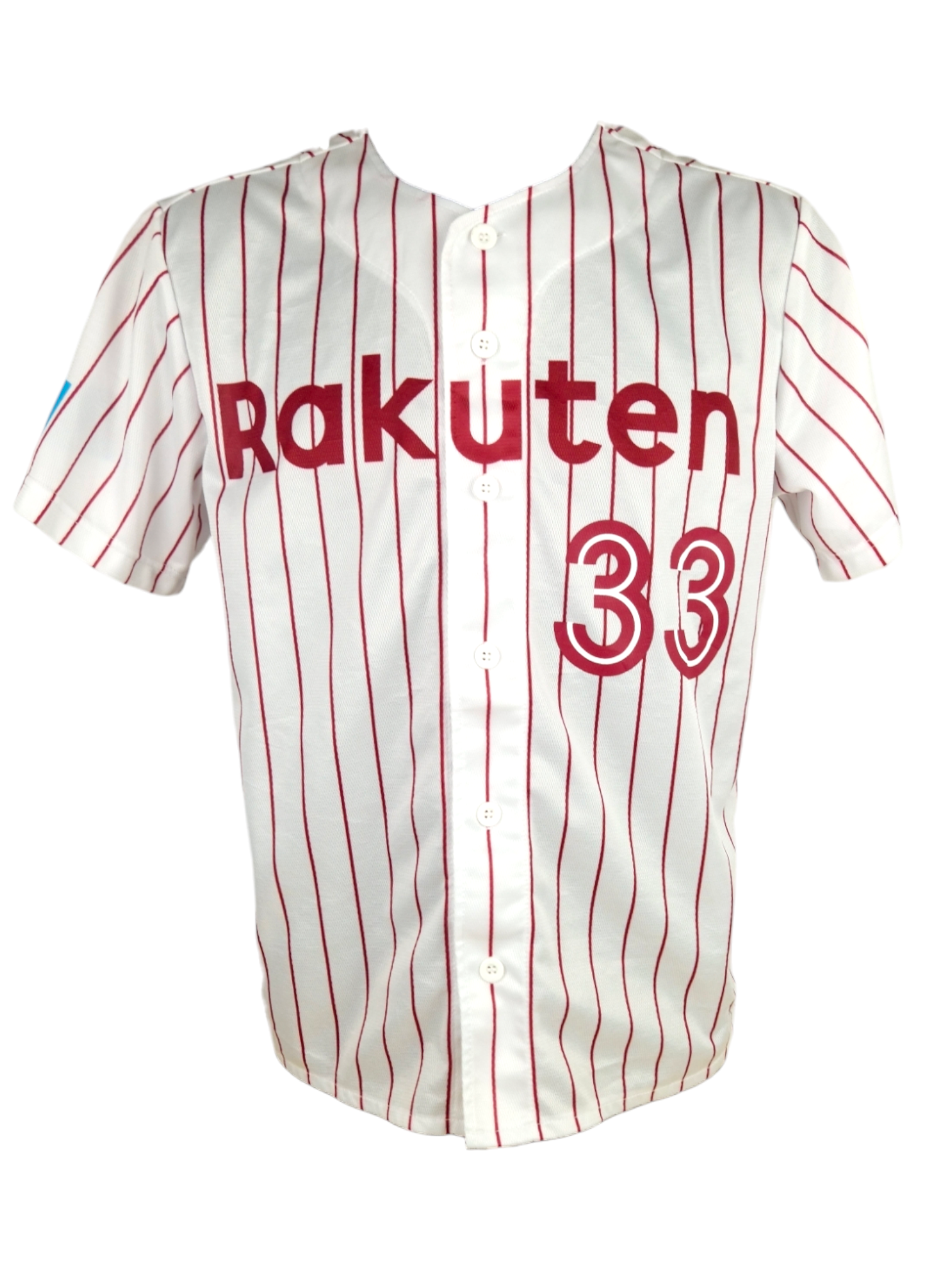 Maillot Rakuten Eagles Ginji #33 face avant -  blanc à rayures bordeaux